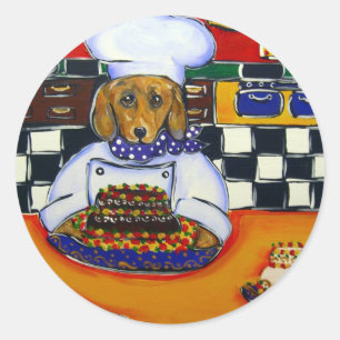 Dachshund Chef Ronde Sticker