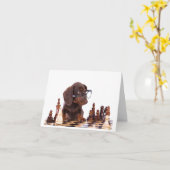 Dachshund Chess Player Any Occasion Wenskaart Kaart (Gele Bloem)