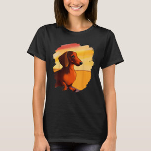 Dachshund Chiweenie Wiener Dog Art Sunset T-shirt