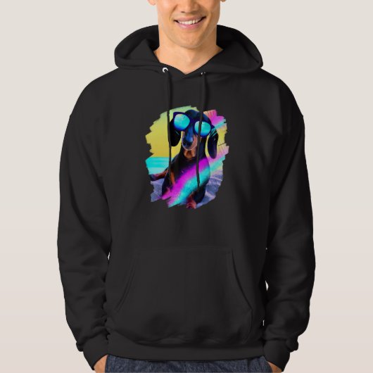 Dachshund Chiweenie Wiener Dog Chilling Beach Hoodie (Voorkant)