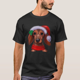Dachshund Chiweenie Wiener Dog Kerstman Hoed Chr T-shirt