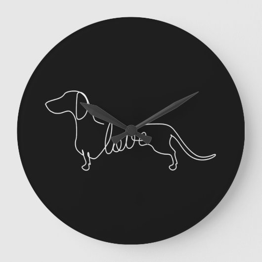 Dachshund Chiweenie Wiener Dog Love Art Sketch Grote Klok (Voorkant)