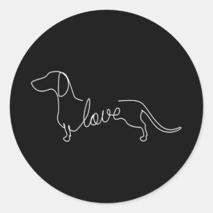 Dachshund Chiweenie Wiener Dog Love Art Sketch Ronde Sticker