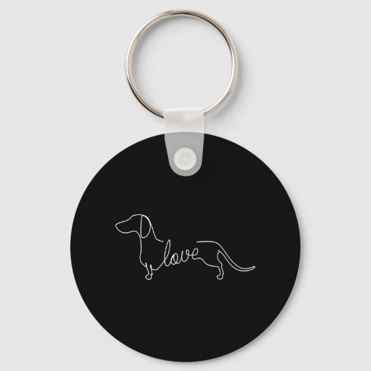 Dachshund Chiweenie Wiener Dog Love Art Sketch Sleutelhanger (Voorkant)