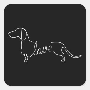 Dachshund Chiweenie Wiener Dog Love Art Sketch Vierkante Sticker