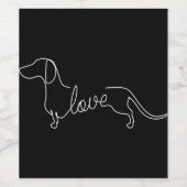Dachshund Chiweenie Wiener Dog Love Art Sketch Wijn Etiket (Enkel label)