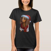 Dachshund Chiweenie Wiener Dog Santa Claus Hat Chr T-shirt (Voorkant)