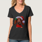 Dachshund Chiweenie Wiener Dog Santa Claus Hat Chr T-shirt (Voorkant)