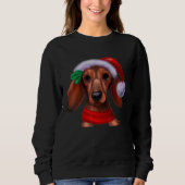 Dachshund Chiweenie Wiener Dog Santa Claus Hat Chr Trui (Voorkant)