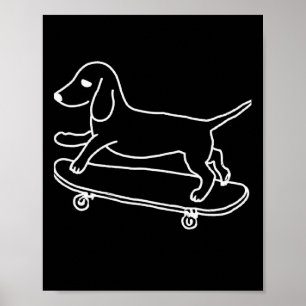 Dachshund Chiweenie Wiener Dog Skateboarden Lijn Poster