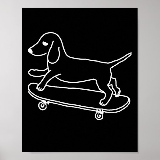 Dachshund Chiweenie Wiener Dog Skateboarden Lijn Poster (Voorkant)