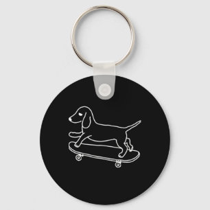 Dachshund Chiweenie Wiener Dog Skateboarden Lijn Sleutelhanger