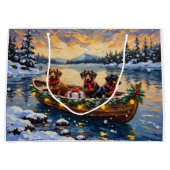 Dachshund Christmas Boat Holiday Groot Cadeauzakje (Voorkant)
