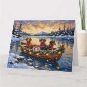 Dachshund Christmas Boat Holiday Kaart (Voorkant)