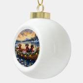 Dachshund Christmas Boat Holiday Keramische Bal Ornament (Rechts)