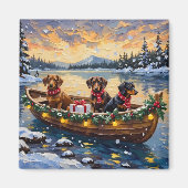 Dachshund Christmas Boat Holiday Magneet (Voorkant)