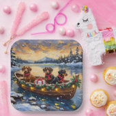 Dachshund Christmas Boat Holiday Papieren Bordje (Feest)