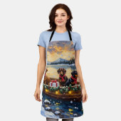 Dachshund Christmas Boat Holiday Schort (Gedragen)