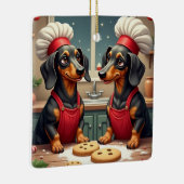 Dachshund Christmas Cookie Bakers Holiday Painting Keramisch Ornament (Rechts)