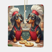 Dachshund Christmas Cookie Bakers Holiday Painting Keramisch Ornament (Links)