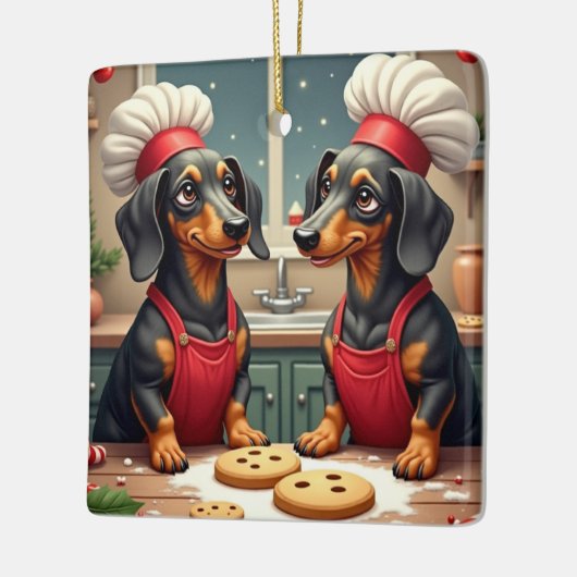 Dachshund Christmas Cookie Bakers Holiday Painting Keramisch Ornament (Links)
