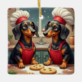 Dachshund Christmas Cookie Bakers Holiday Painting Keramisch Ornament (Voorkant)