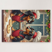 Dachshund Christmas Cookie Bakers Holiday Painting Legpuzzel (Horizontaal)
