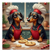 Dachshund Christmas Cookie Bakers Holiday Painting Perfect Poster (Voorkant)