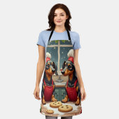 Dachshund Christmas Cookie Bakers Holiday Painting Schort (Gedragen)