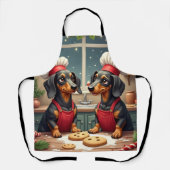Dachshund Christmas Cookie Bakers Holiday Painting Schort (Voorkant)