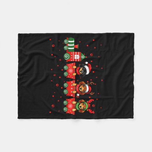 Dachshund Christmas Dog Lights Santa Xmas Pet Dog Fleece Deken (Voorkant (Horizontaal))