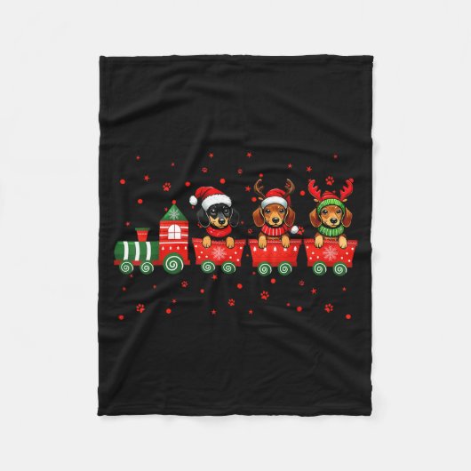 Dachshund Christmas Dog Lights Santa Xmas Pet Dog  Fleece Deken (Voorkant)