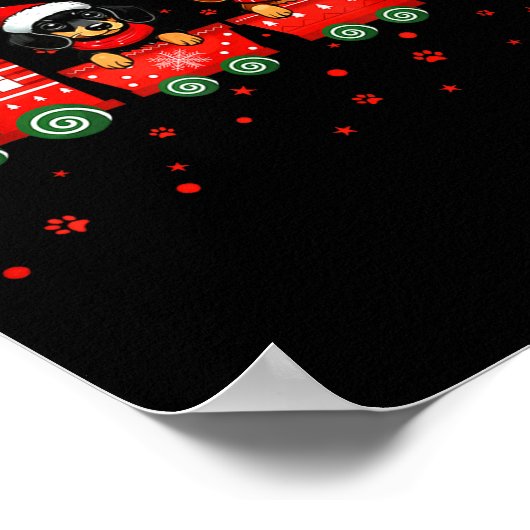 Dachshund Christmas Dog Lights Santa Xmas Pet Dog  Poster (Hoek)