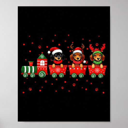 Dachshund Christmas Dog Lights Santa Xmas Pet Dog  Poster (Voorkant)