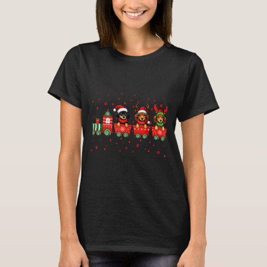 Dachshund Christmas Dog Lights Santa Xmas Pet Dog  T-shirt (Voorkant)