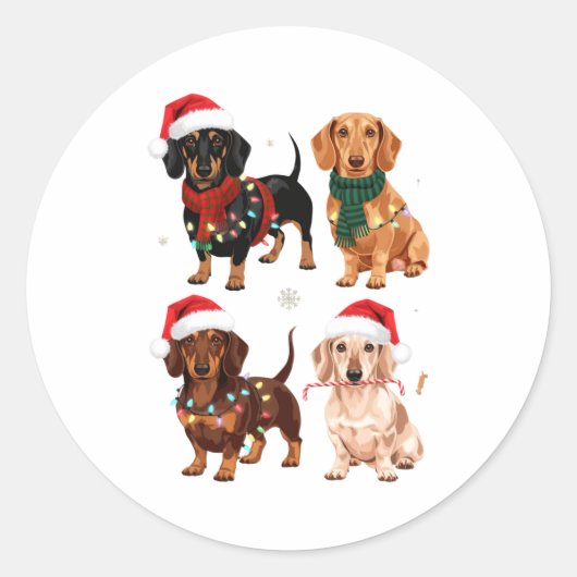 Dachshund Christmas Dog Mom Lover Xmas Gift  Ronde Sticker (Voorkant)