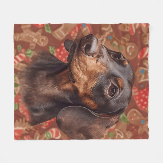 Dachshund christmas fleece deken (Voorkant (Horizontaal))