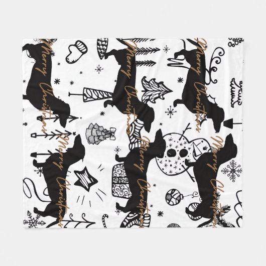 Dachshund christmas fleece deken (Voorkant (Horizontaal))
