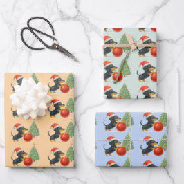 Dachshund Christmas Gift Wrap Set of 3  Inpakpapier Vel