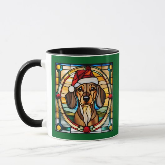 Dachshund Christmas-Glas in lood Mok (Links)