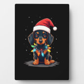 Dachshund Christmas Lights Santa Hat Xmas Dog Love Fotoplaat (voorkant)