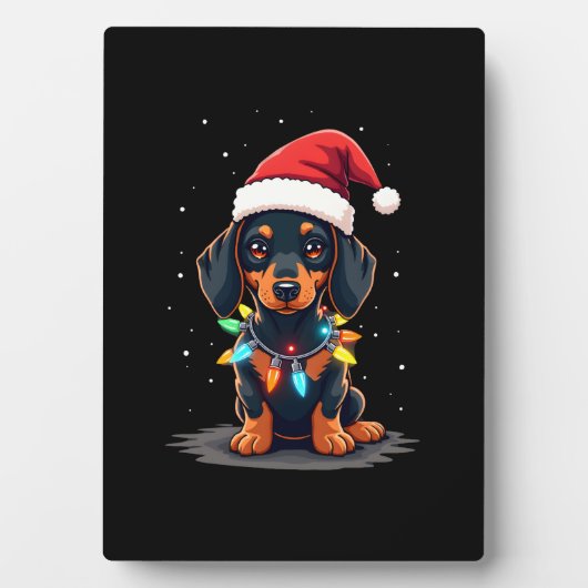 Dachshund Christmas Lights Santa Hat Xmas Dog Love Fotoplaat (voorkant)
