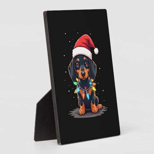 Dachshund Christmas Lights Santa Hat Xmas Dog Love Fotoplaat (Zijkant)