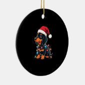 Dachshund Christmas Lights Santa Hat Xmas Dog Love Keramisch Ornament (Rechts)