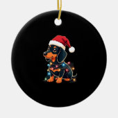 Dachshund Christmas Lights Santa Hat Xmas Dog Love Keramisch Ornament (Voorkant)
