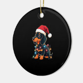 Dachshund Christmas Lights Santa Hat Xmas Dog Love Keramisch Ornament (Links)