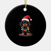 Dachshund Christmas Lights Santa Hat Xmas Dog Love Keramisch Ornament (Voorkant)
