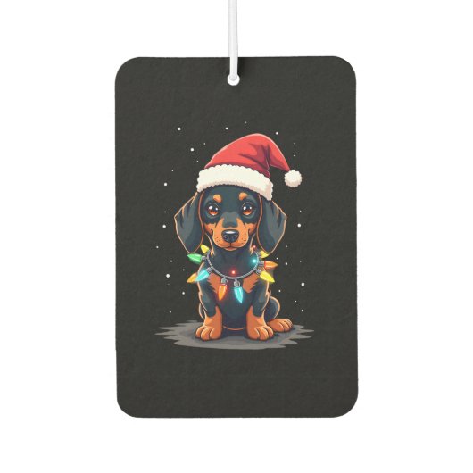 Dachshund Christmas Lights Santa Hat Xmas Dog Love Luchtverfrisser (Voorkant)