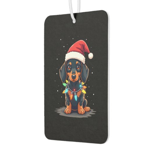 Dachshund Christmas Lights Santa Hat Xmas Dog Love Luchtverfrisser (Links)