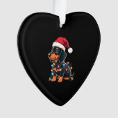 Dachshund Christmas Lights Santa Hat Xmas Dog Love Ornament (voorkant)